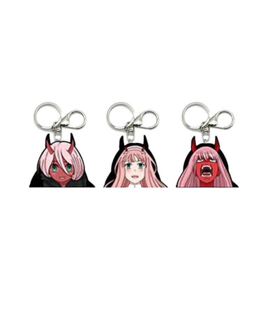 3D Lenticular Keychain - Darling in the Franxx - Zero Two Angry