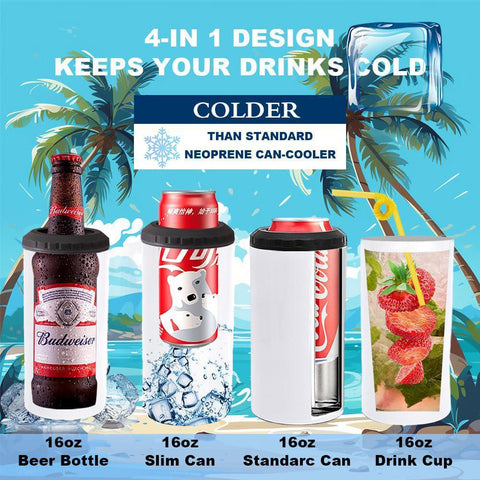 Personalized Tumblers 16oz 4-in-1 Beverage Cooler - Slim Cans, Standard Cans, Bottles and Mixed Drinks