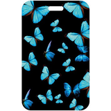 ID Card Badge Holder - Blue Butterflies Black Portrait