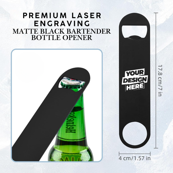 Premium Laser Engraving - Generic - Laser Engraved Matte Black Bartender Bottle Opener