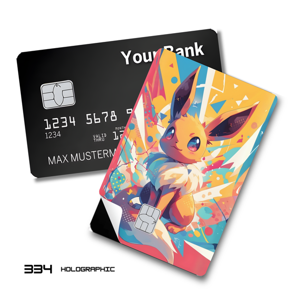 Credit Card Skin Sticker - Pokémon - Colorful Eevee Abstract Art - Holographic