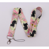 Lanyard - Black Cat and Flowers #2