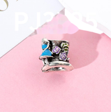 Bracelet Charm - Generic - blue crystal openwork bead