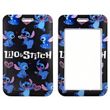 ID Card Badge Holder - Lilo & Stitch - Stitch Posing With Hearts On Black