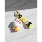 3D PVC Figure Keychain - Hello Kitty - Kitty Yellow Shirt Striped Shorts