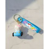 3D PVC Figure Keychain - Hello Kitty - Blue Car