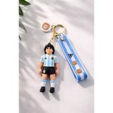 3D PVC Figure Keychain - Football Club - Maradona Argentina Striped Kit
