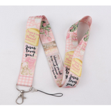 Lanyard - Pink Gingham with "Jesus Is Our Daily Bread" and "Jesus Loves You!"