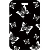 ID Card Badge Holder - Generic - White butterflies on black Scattered Monochrome Butterflies