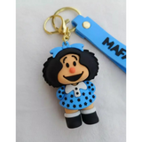 3D PVC Figure Keychain - Mafalda - Blue Polka Dot Dress