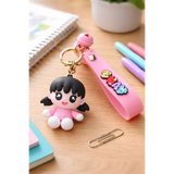3D PVC Figure Keychain - Doraemon - Shizuka Sitting Pink Shirt