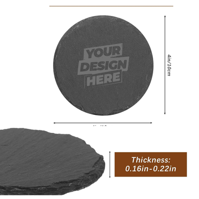 Premium Laser Engraving - Round Slate Coaster