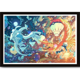 3D Light Frame - Pokémon - Lugia And Ho-oh Among Many Pokemon
