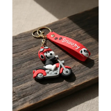 3D PVC Figure Keychain - Peanuts - Snoopy Riding Motorcycle