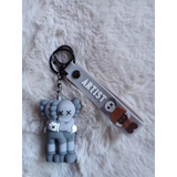3D PVC Figure Keychain - KAWS - Companion Hugging Grey