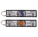 Embroidery Keychain - Tom and Jerry - 100 Dollar Bill