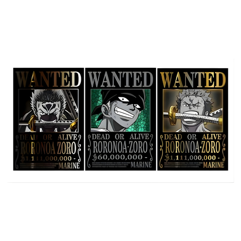 3D Lenticular Poster 12"x16" - One Piece - Zoro Wanted Poster Variants