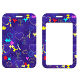 ID Card Badge Holder - Autism Awareness Puzzle Pieces and Ribbons