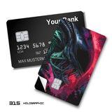 Credit Card Skin Sticker - Alien - Neon Green and Red Alien - Holographic
