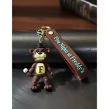 3D PVC Figure Keychain - Five Nights At Freddy'S Game Fnaf - Freddy Fazbear Holding Microphone