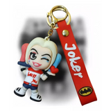 3D PVC Figure Keychain - DC Comics - Chibi Harley Quinn Winking, Holding Heart