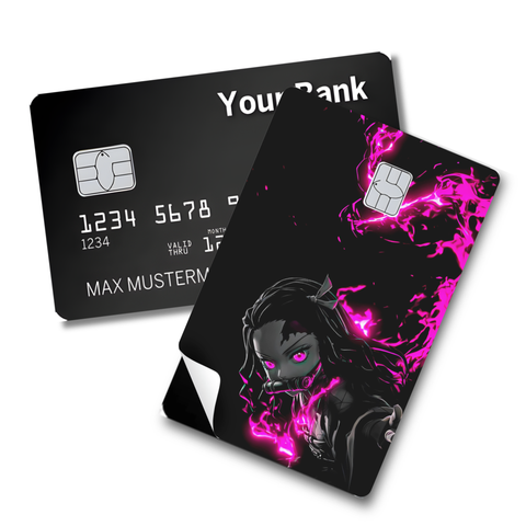 Credit Card Skin Sticker - Demon Slayer - Nezuko Kamado in Demon Form with Purple Flames