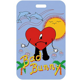 ID Card Badge Holder - Bad Bunny - Sad Heart Beach Scene