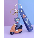 3D PVC Figure Keychain - Tom and Jerry - Tom Riding Scooter