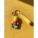3D PVC Figure Keychain - The Simpsons - Bart Holding Skateboard