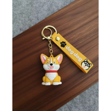 3D PVC Figure Keychain - Pets - Corgi Sitting Red Collar