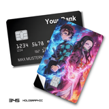 Credit Card Skin Sticker - Demon Slayer - Tanjiro And Nezuko Water And Flame - Holographic