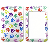 ID Card Badge Holder - Colorful Paw Prints Pattern White