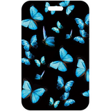 ID Card Badge Holder - Blue Butterflies Black Portrait