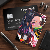 Credit Card Skin Sticker - Demon Slayer - Nezuko Close-up With Bamboo - Holographic
