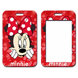 ID Card Badge Holder - Mickey & Friends - Minnie Mouse Peeking Red Floral Frame