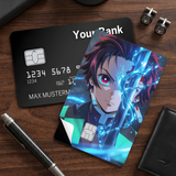 Credit Card Skin Sticker - Demon Slayer - Tanjiro Blue Lightning - Holographic