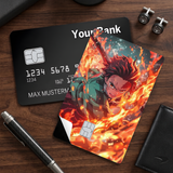 Credit Card Skin Sticker - Demon Slayer - Tanjiro Surrounded By Fire - Holographic