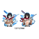 3D Lenticular Sticker - Attack on Titan - Mikasa Dual Sword Blue Sky Red Scarf Combat Stance