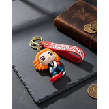 3D PVC Figure Keychain - Stranger Things - Max Mayfield Funko Pop-style Figure On Skateboard