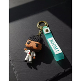 3D PVC Figure Keychain - Tren Bala El Lobo - Wolf White Suit Holding Knife