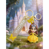 3D PVC Figure Keychain - Disney Princess - Chibi Belle Yellow Gown