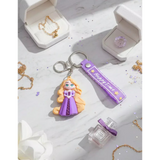 3D PVC Figure Keychain - Disney Princess - Chibi Rapunzel Purple Dress