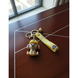 3D PVC Figure Keychain - Paw Patrol - Rubble In Yellow Uniform Sitting (Style 2)