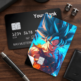 Credit Card Skin Sticker - Dragon Ball - Super Saiyan Blue Goku Fiery Aura - Holographic
