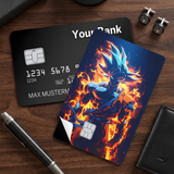 Credit Card Skin Sticker - Dragon Ball - Goku Blue Hair Fiery Aura - Holographic
