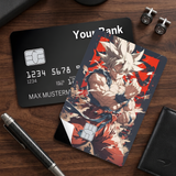Credit Card Skin Sticker - Dragon Ball - White-haired Saiyan Red Background
