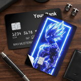 Credit Card Skin Sticker - Dragon Ball - Vegeta Blue Neon Frame - Holographic