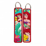 Embroidery Keychain - The Little Mermaid - Ariel & Flounder (Tropical Flower Pattern) by Dream's Arts Online