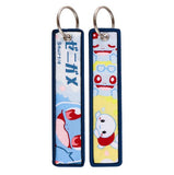 Embroidery Keychain - Pokémon - Squirtle (Large Blue Wavy Background)