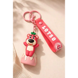 3D PVC Figure Keychain - Toy Story - Lotso Standing Strawberry Base